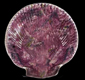 Image of a shell plate decorated in varigated (also called Moonlight Luster) from a private collection.
